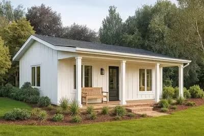 2-Bed ADU Cottage House Plan Under 600 Sq Ft