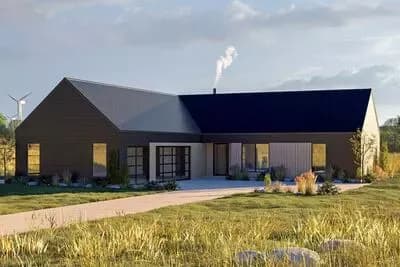 Single-Story Scandinavian House Plan with Clustered Bedroom Layout - 1941 Sq Ft