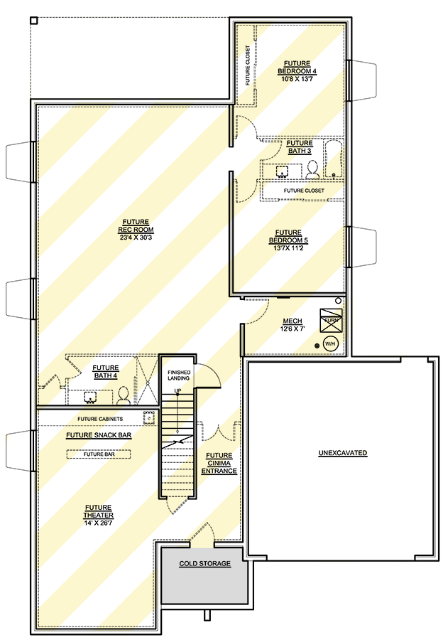 Plan 370051SEN: Contemporary Ranch House Plan with Optional Finished Basement - 2203 Sq Ft - Floor Plan - Unfinished Basement - Contemporary, Country, New American, Ranch