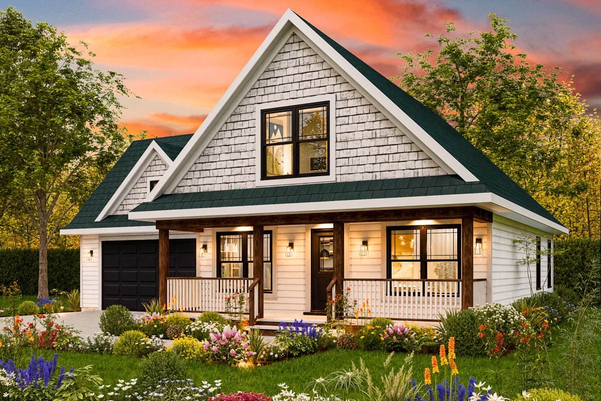 Plan 25859GE: 3-Bed Modern Farmhouse Plan with Unfinished Bonus Room Above Under 1500 Sq Ft - Image #7 - Country, Modern Farmhouse