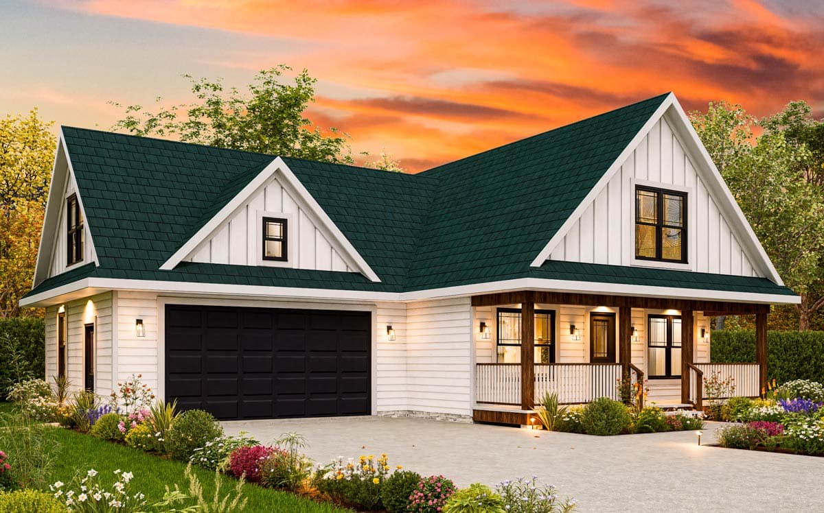 Plan 25859GE: 3-Bed Modern Farmhouse Plan with Unfinished Bonus Room Above Under 1500 Sq Ft - Image #10 - Country, Modern Farmhouse