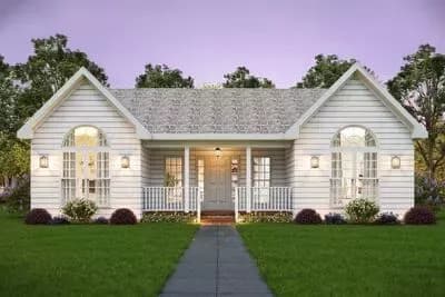 Single-Story Symmetrical Ranch House Plan with Vaulted Master Bedroom - 1316 Sq Ft