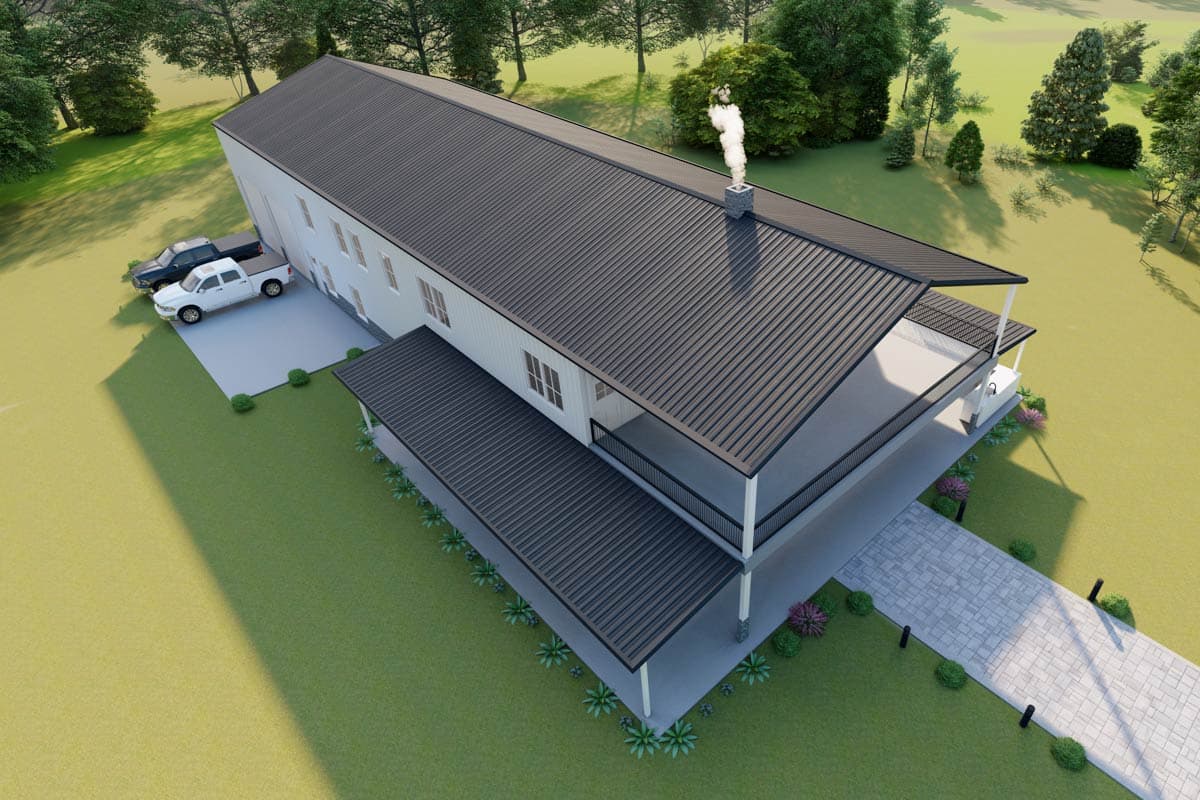 Plan 530141KTE: 4-Bed Modern Barndominium House Plan with 2-Story Great Room - 4000 Sq Ft - Image #10 - Barndominium