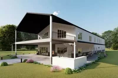 4-Bed Modern Barndominium House Plan with 2-Story Great Room - 4000 Sq Ft