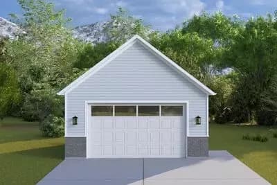 Detached Traditional 2-Car Garage Plan - 676 Sq Ft