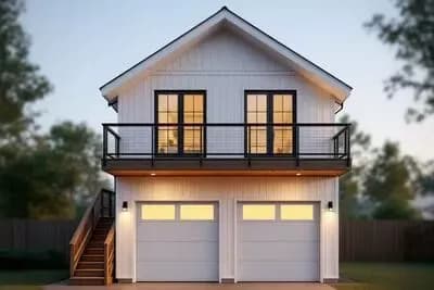 2-Bay Garage Plan with Upstairs Living - 460 Sq Ft