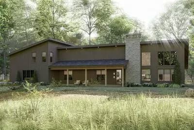 4-Bedroom  Contemporary Barndominium House Plan with Second Level Living Room- 2944 Sq Ft