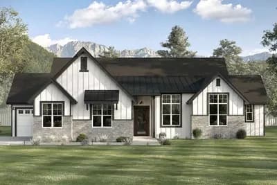 3 or 4 Bed Mountain Ranch House Plan with Den and Study - 2007 Sq Ft