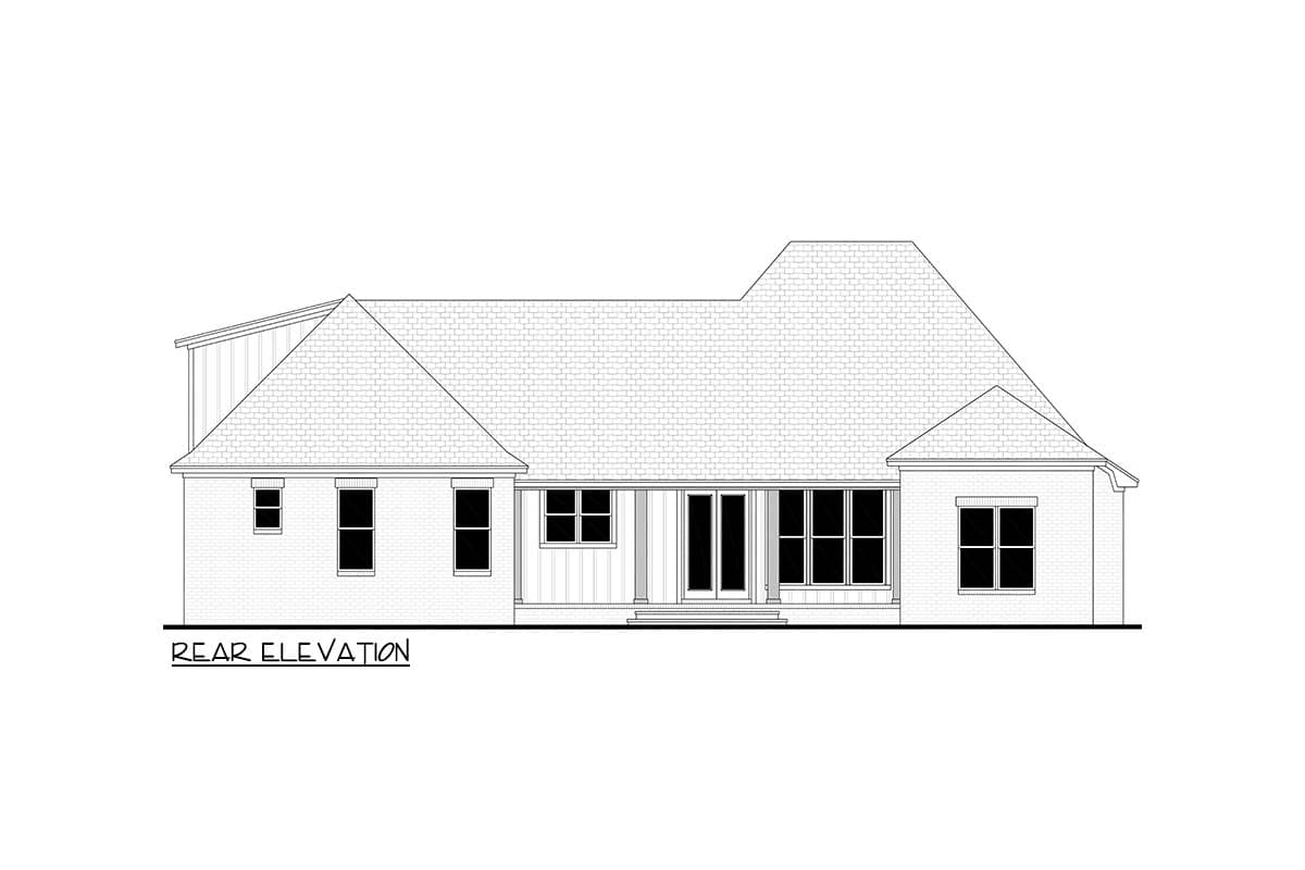 Plan 52001HZ: 3-Bed Modern French Country House Plan with Optionally Finished Bonus Room Above - 2200 Sq Ft - Image #5 - Acadian, French Country, Southern, Transitional