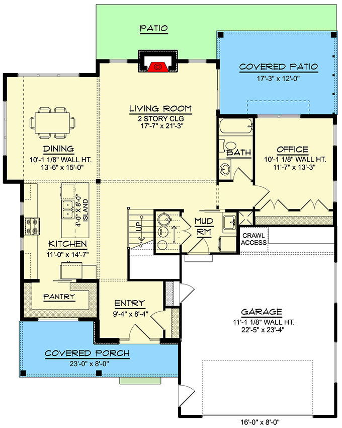 Plan 135352GRA: 3-Bedroom Mountain House Plan with 2-Story Great Room - 3392 Sq Ft - Floor Plan - Main Level - Mountain, New American