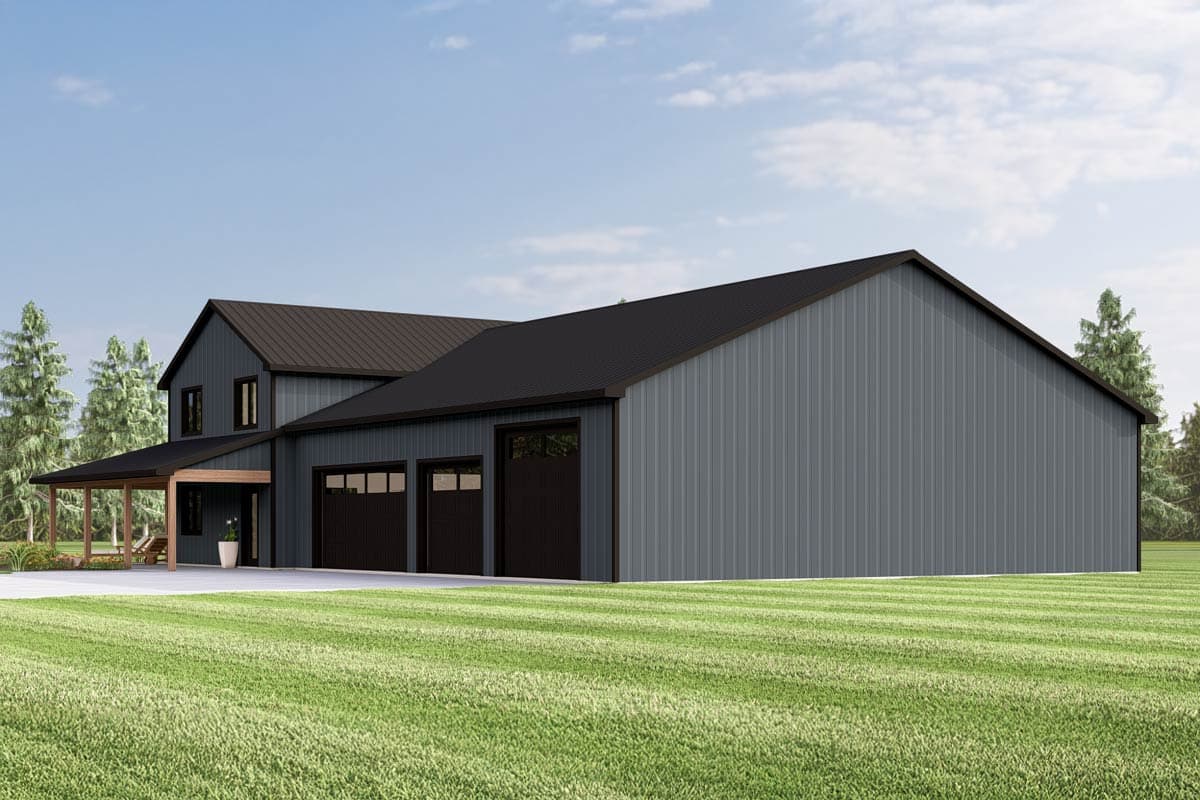 Plan 135353GRA: 3-Bedroom Barndominium House Plan with 2-Story Great Room - 1820 Sq Ft - Image #5 - Barndominium