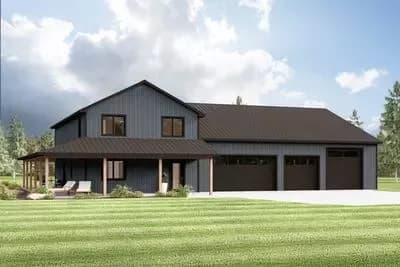 3-Bedroom Barndominium House Plan with 2-Story Great Room - 1820 Sq Ft