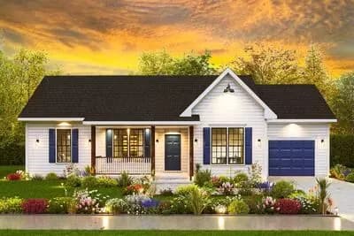 3-Bedroom Traditional House Plan with 1-Car Garage - 1220 Sq Ft