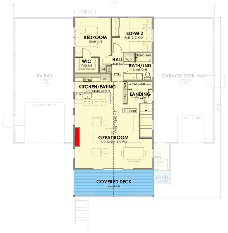Plan 470310REY: Two-Story Barndominium Carriage House Plan with RV Garage - 1190 Sq Ft - Floor Plan - 2nd Floor - Barndominium, Carriage, Country, Craftsman
