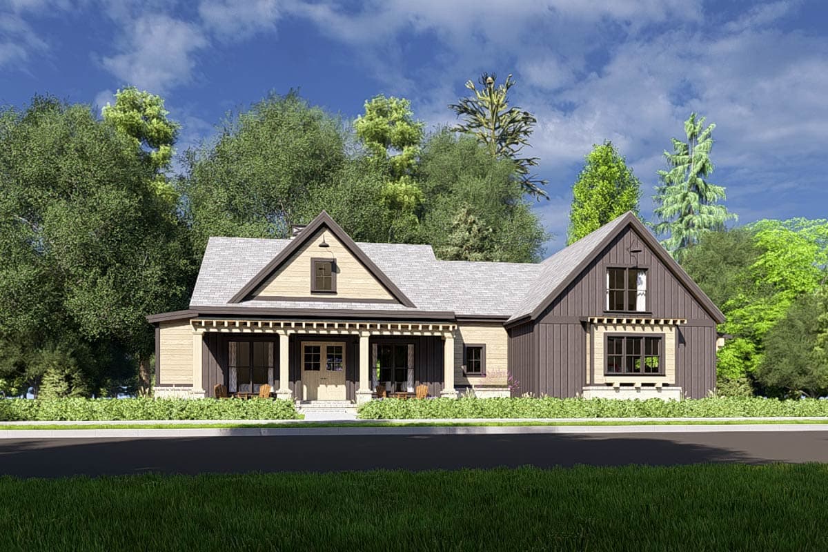 Plan 64553SC: 3-Bed Rustic Farmhouse Plan with Unfinished Bonus Room Above Garage - 2531 Sq Ft - Image #10 - Country, Farmhouse, Mountain, New American, Rustic