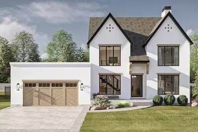 Two-Story European House Plan with Library and Office Nook - 2691 Sq Ft