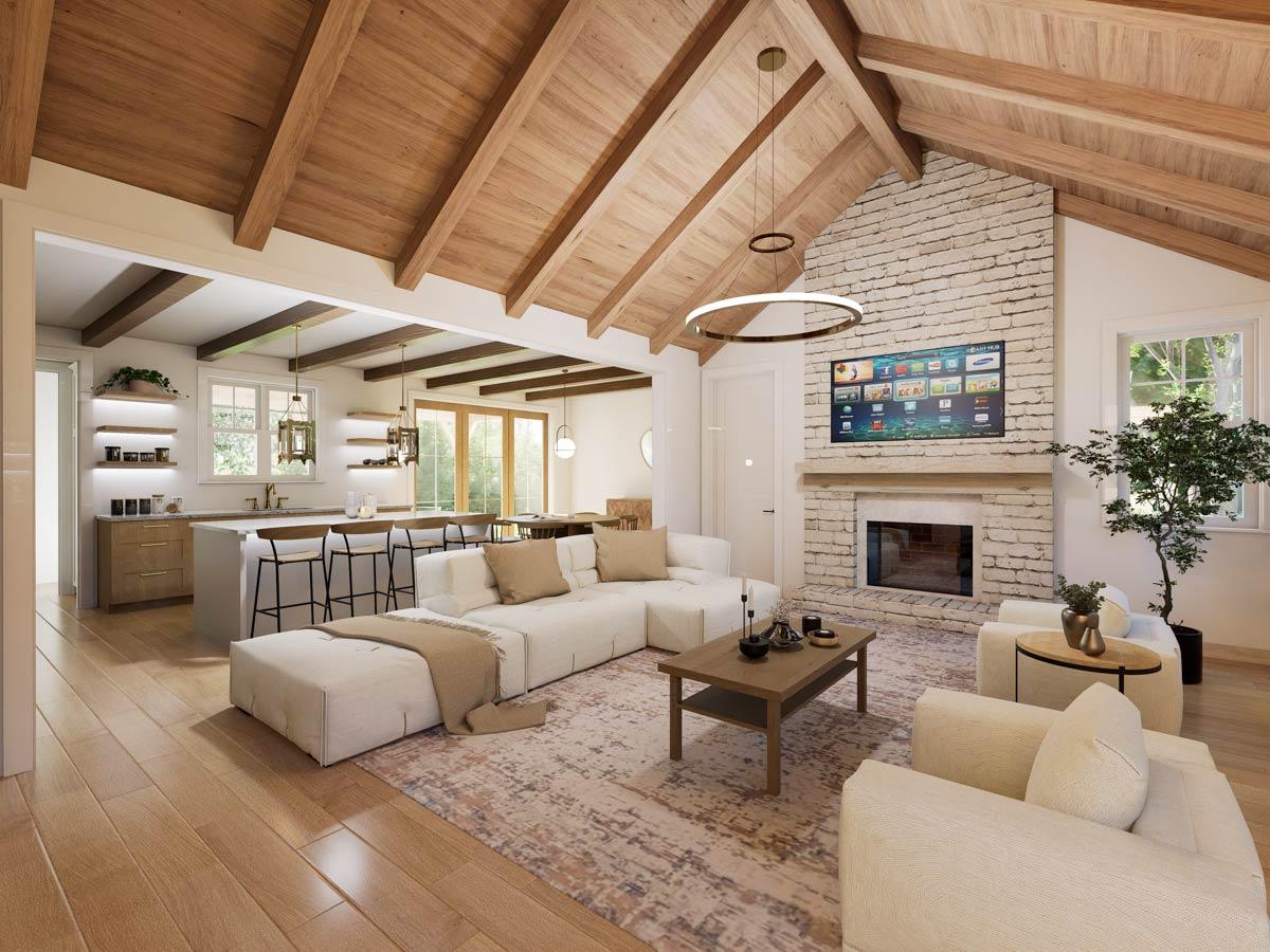Plan 871040NST: Cottage Farmhouse House Plan with Split Beds and Vaulted Living - Image #9 - Cottage, Farmhouse
