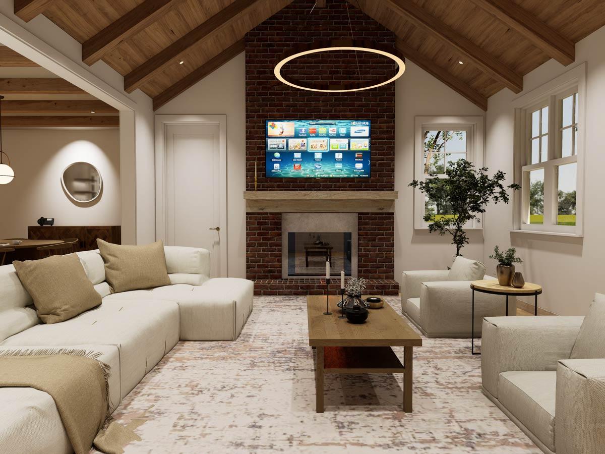 Plan 871040NST: Cottage Farmhouse House Plan with Split Beds and Vaulted Living - Image #10 - Cottage, Farmhouse