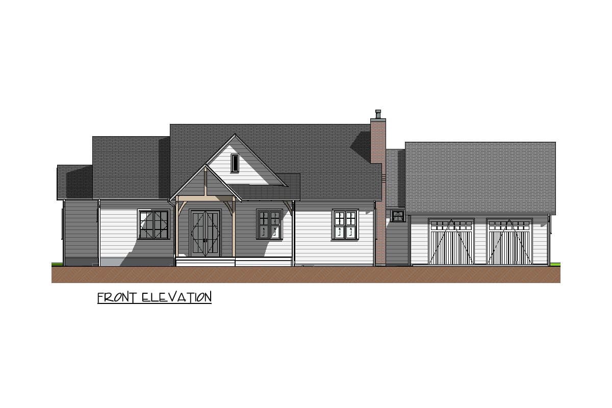 Plan 871040NST: Cottage Farmhouse House Plan with Split Beds and Vaulted Living - Image #28 - Cottage, Farmhouse