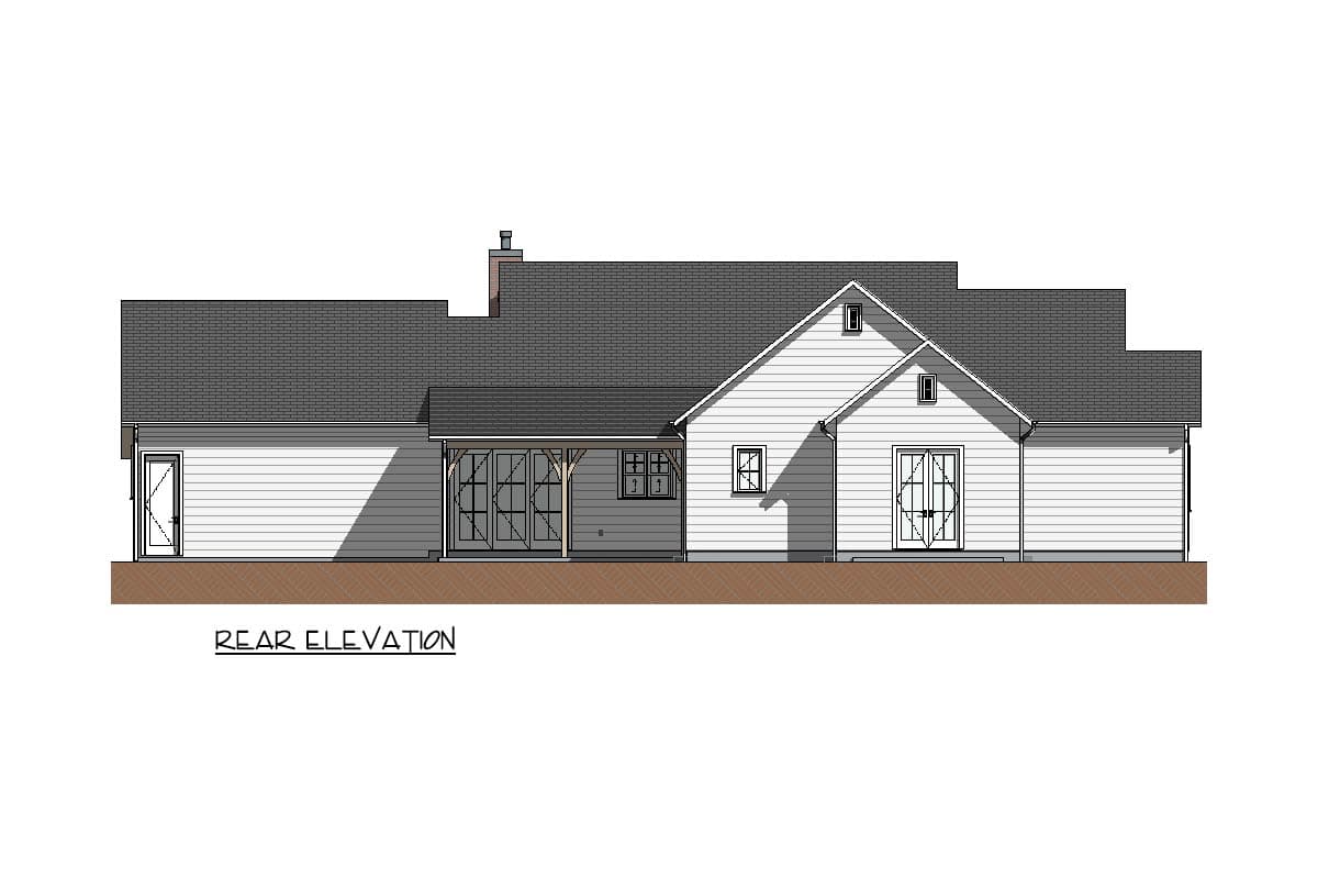 Plan 871040NST: Cottage Farmhouse House Plan with Split Beds and Vaulted Living - Image #25 - Cottage, Farmhouse