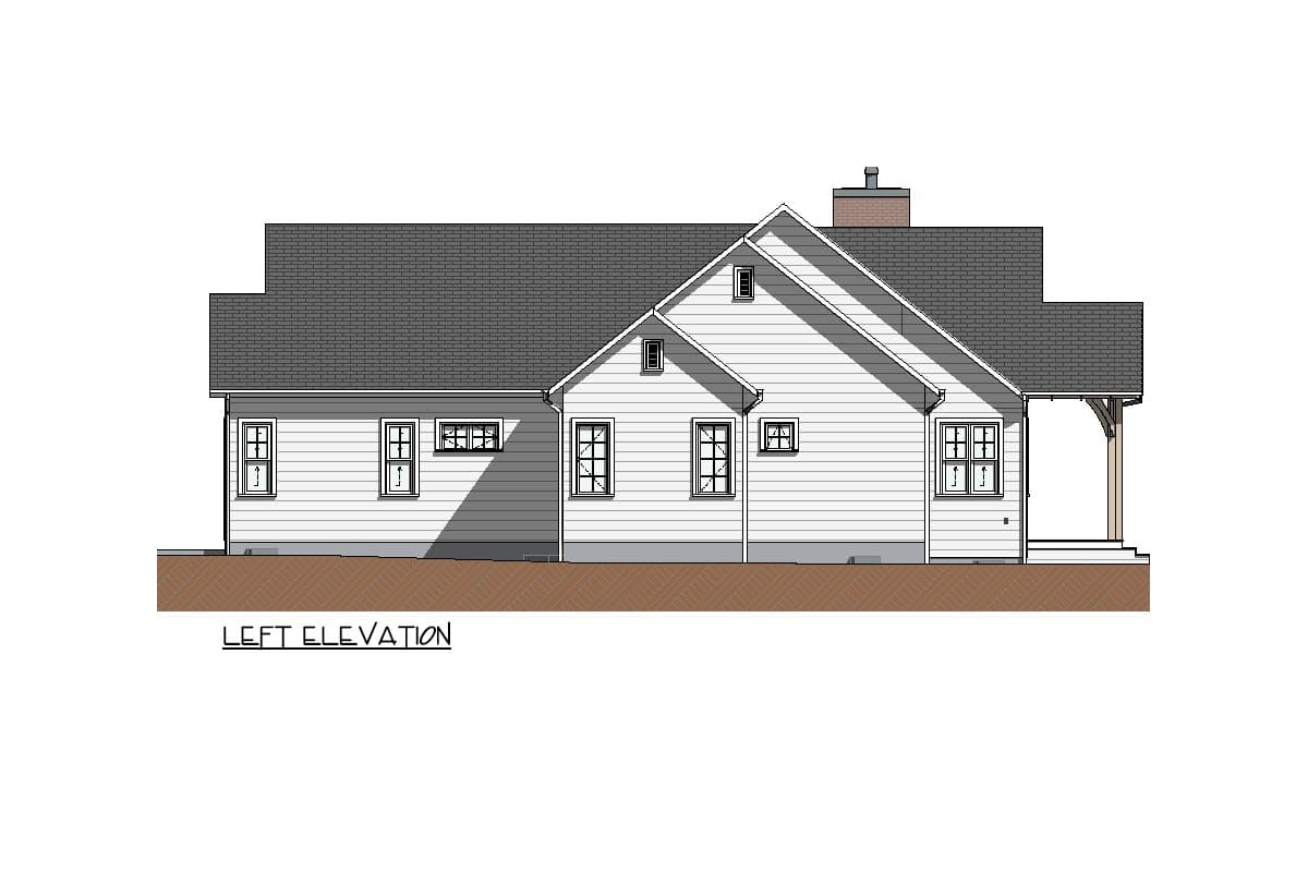 Plan 871040NST: Cottage Farmhouse House Plan with Split Beds and Vaulted Living - Image #26 - Cottage, Farmhouse