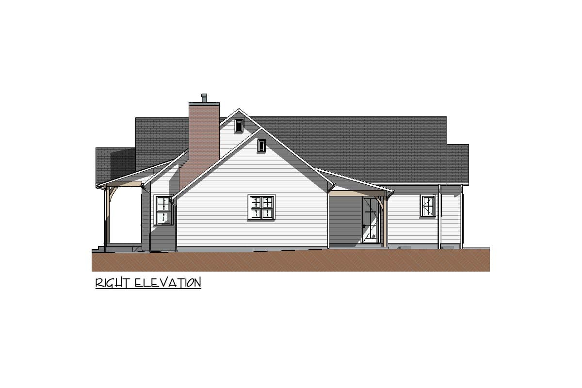 Plan 871040NST: Cottage Farmhouse House Plan with Split Beds and Vaulted Living - Image #27 - Cottage, Farmhouse