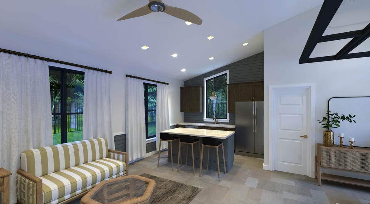 Plan 506045BRY: Pool House with Outdoor Kitchen and Shower - 621 Sq Ft - Image #5 - Contemporary