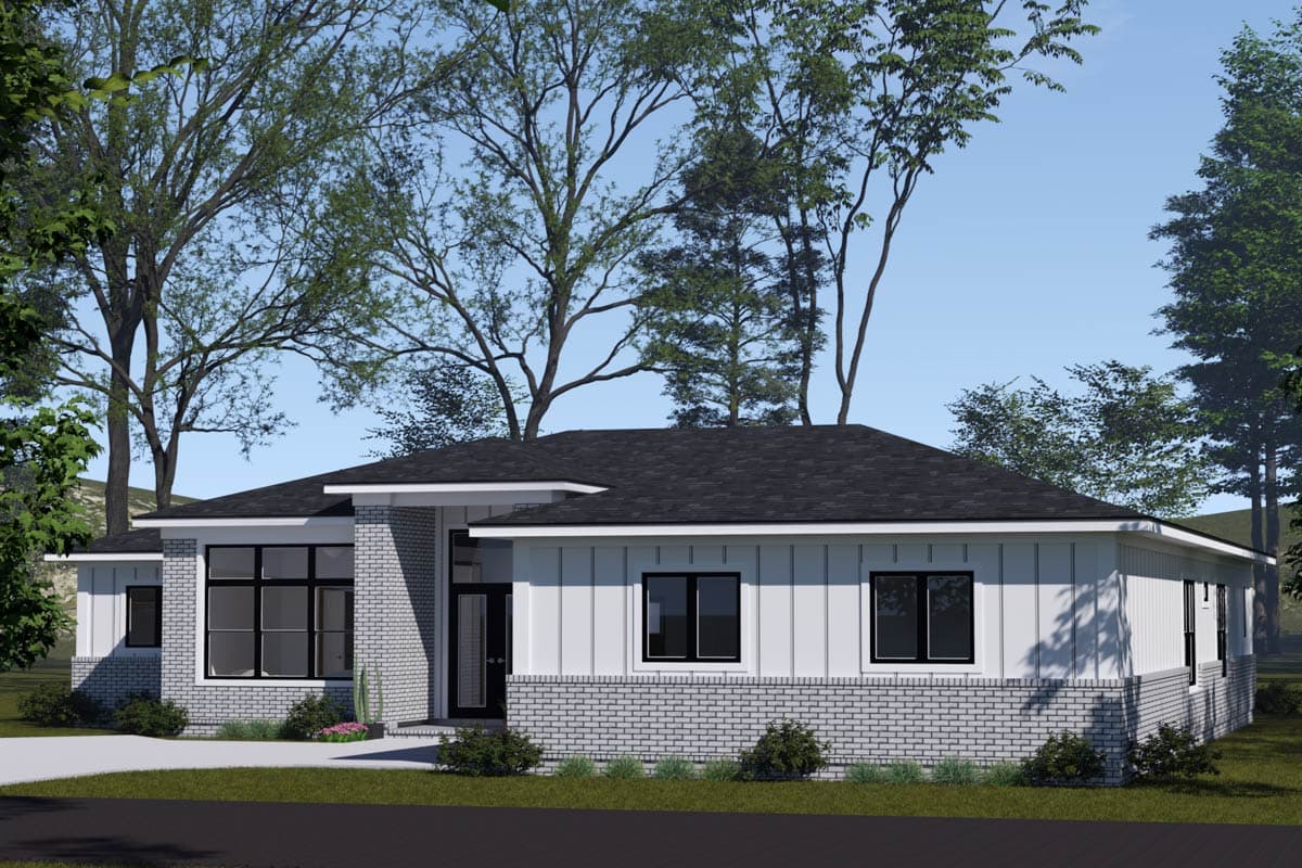 Plan 52423WM: 4-Bed Mid Century Modern House Plan with Study - 2289 Sq Ft - Image #6 - Contemporary, Mid Century Modern, Modern