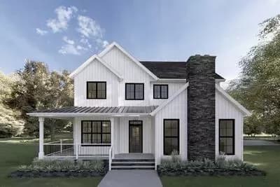 Two-Story Modern Farmhouse Plan with Wrap-Around Porch - 2179 Sq Ft