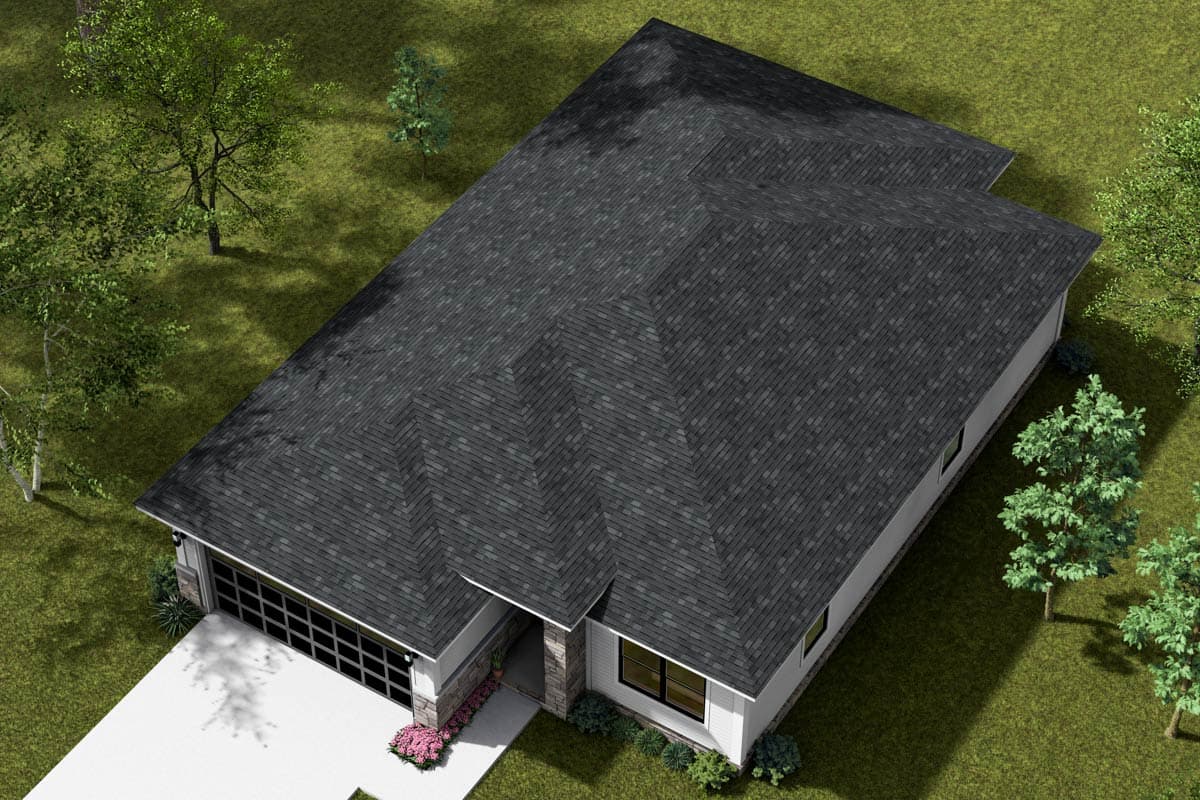 Plan 52428WM: Single-Story Modern Ranch House Plan Under 1400 Sq Ft - Image #6 - Modern, Ranch