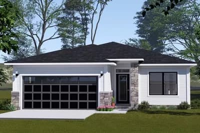 Single-Story Modern Ranch House Plan Under 1400 Sq Ft