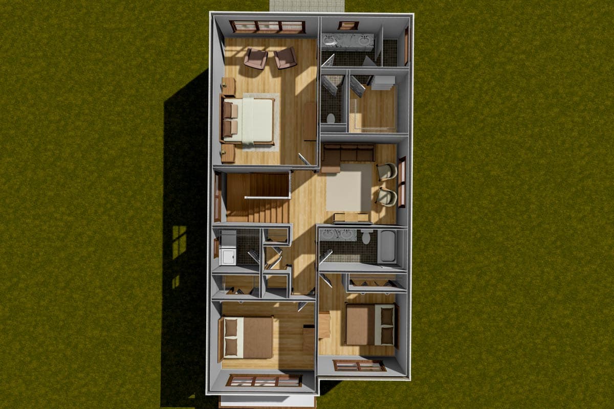 Plan 52429WM: Two-Story Narrow Traditional House Plan with Flex Room - 2194 Sq Ft - Image #8 - New American, Traditional