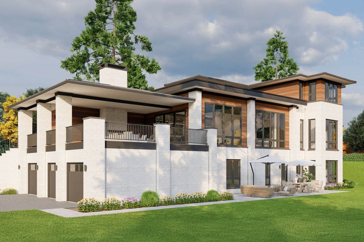 Plan 70922MK: Contemporary Mediterranean House Plan with Drive-Under Garage - 4367 - Image #6 - Contemporary, Mediterranean