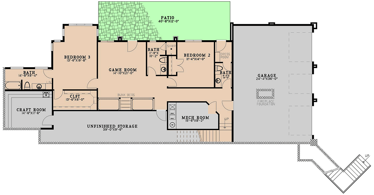 Plan 70922MK: Contemporary Mediterranean House Plan with Drive-Under Garage - 4367 - Floor Plan - Lower Level - Contemporary, Mediterranean