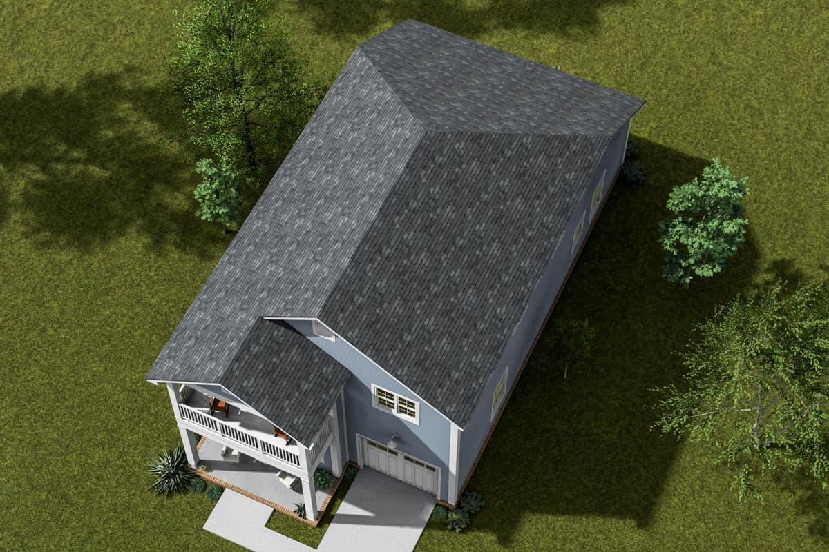 Plan 52430WM: Narrow Traditional House Plan with Vaulted Living Space - 1575 Sq Ft - Image #6 - Cottage, Traditional