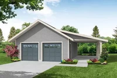 2-Car Garage with Covered Storage Under 864 Sq Ft