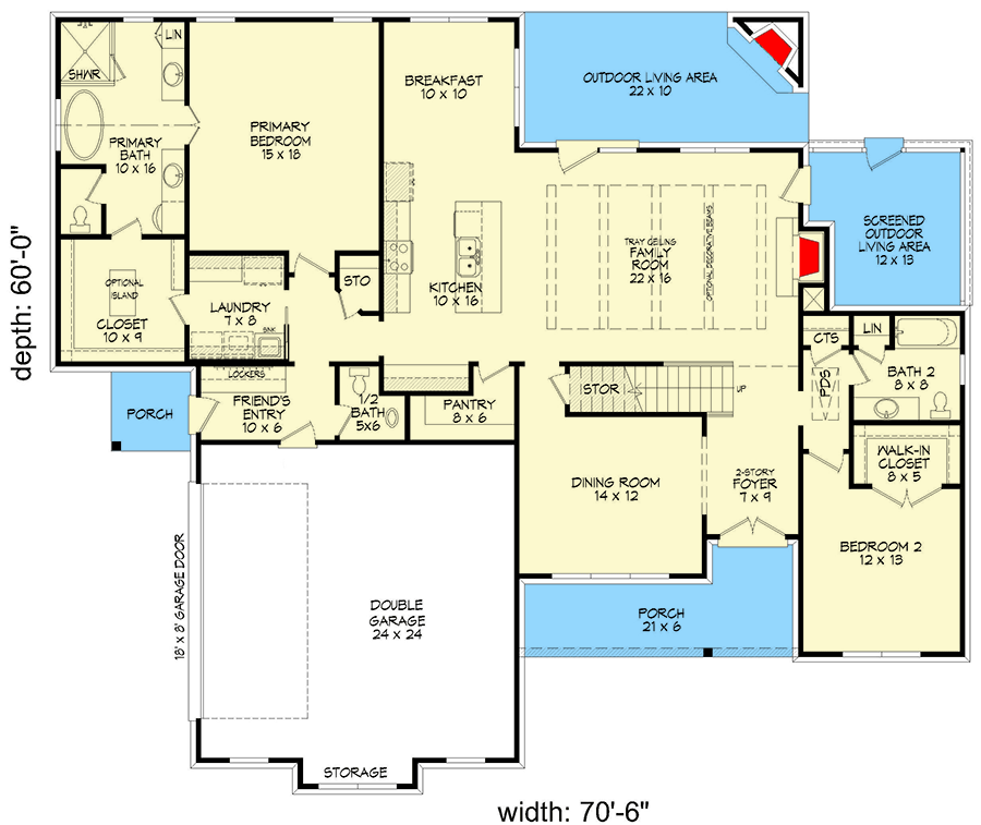 Plan 680566VR: Spacious Two-Story Modern Farmhouse with Versatile Flex Room - Floor Plan - Main Level - Country, Modern Farmhouse