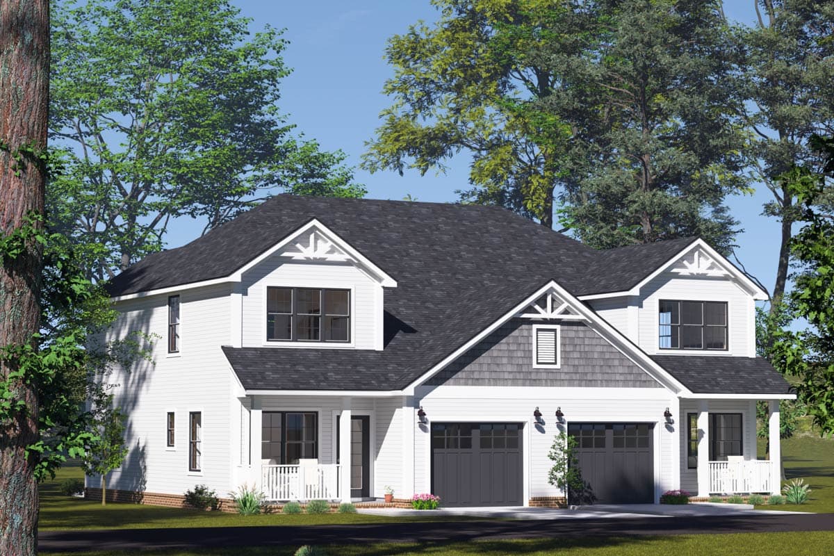 Plan 52433WM: Two-Story Multi-Family House Plan with Second Story Master - 1491 Sq Ft Per Unit - Image #5 - Craftsman, Traditional