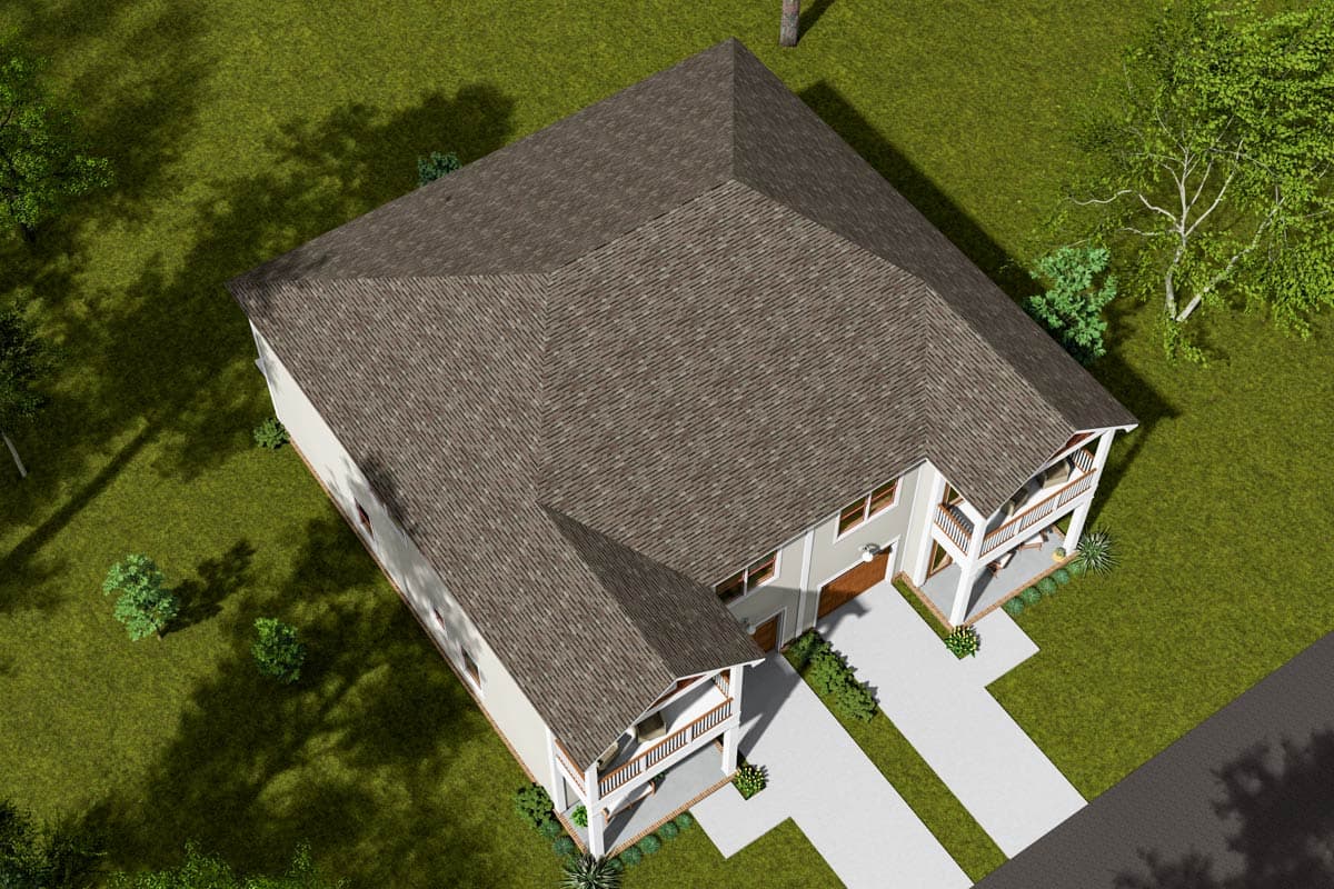 Plan 52434WM: Two-Story Traditional Duplex House Plan with Loft Under 2000 Sq Ft Per Unit - Image #7 - New American, Traditional