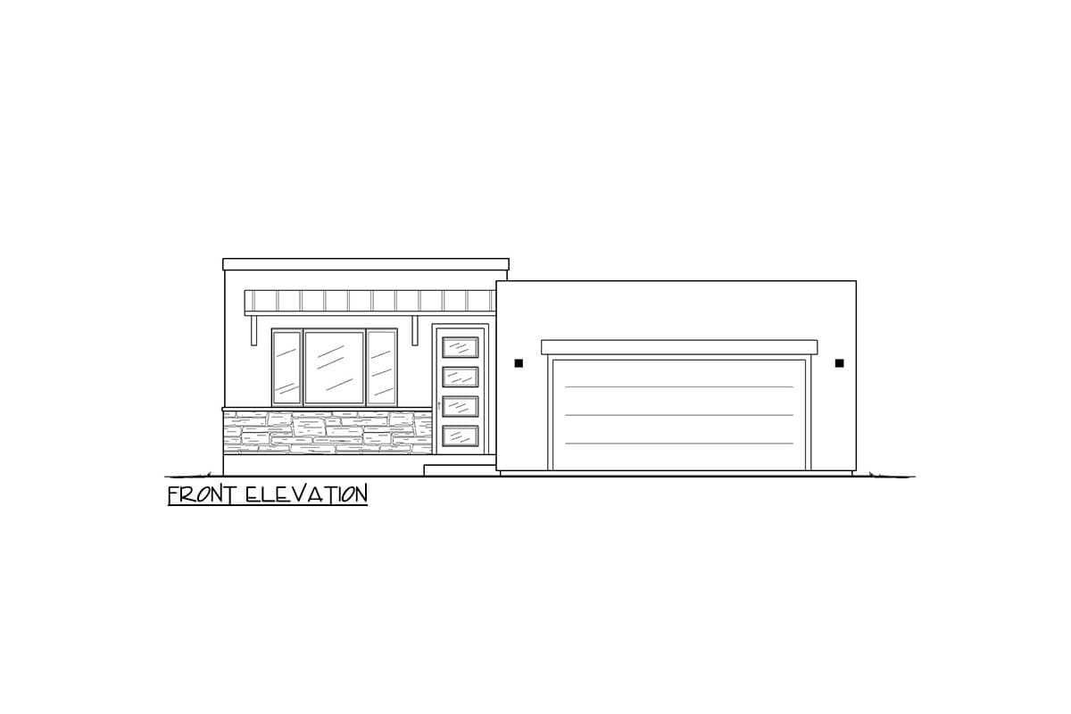 Plan 833064WAT: Single-Story Contemporary Ranch House Plan with Clustered Bedroom Layout - 1252 Sq Ft - Image #5 - Contemporary, Ranch