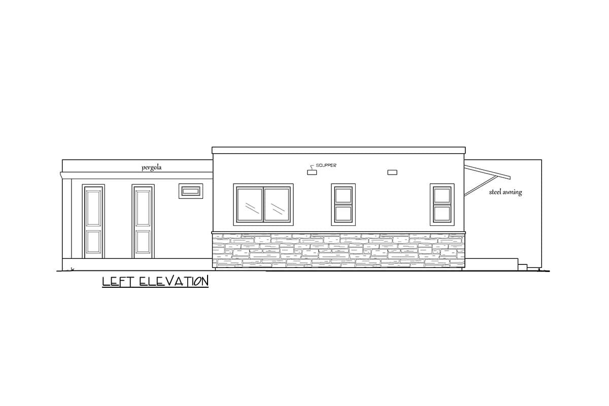 Plan 833064WAT: Single-Story Contemporary Ranch House Plan with Clustered Bedroom Layout - 1252 Sq Ft - Image #6 - Contemporary, Ranch
