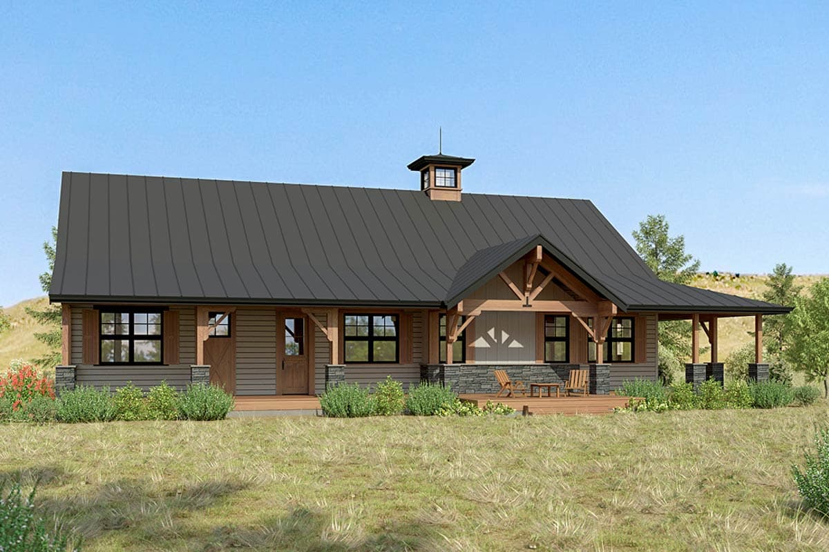 Plan 230007JD: 2-Bed Rustic Mountain House Plan with Wrap-Around Porch ...