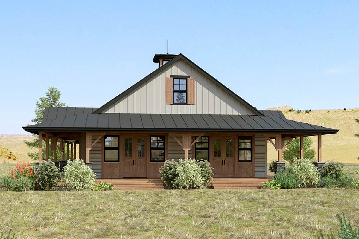 Plan 230007JD: 2-Bed Rustic Mountain House Plan with Wrap-Around Porch ...