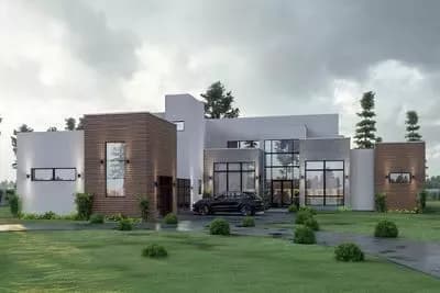 4-Bed Contemporary Modern House Plan with 2-Story Great Room - 4309 Sq Ft