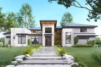 4-Bedroom Modern House Plan with Unfinished Attic Upstairs - 4641 Sq Ft