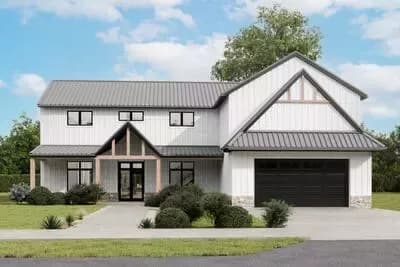 4-Bed Barndominium Farmhouse Plan with 2-Story Great Room - 2587 Sq Ft