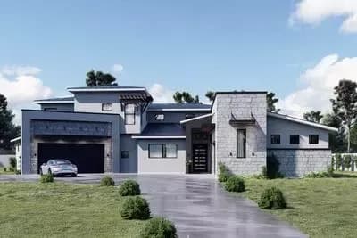 Two-Story Contemporary House Plan with Media Room - 4467 Sq Ft