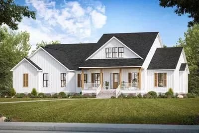 4-Bed Modern Farmhouse Plan with Open Concept Floor Plan - 2444 Sq Ft