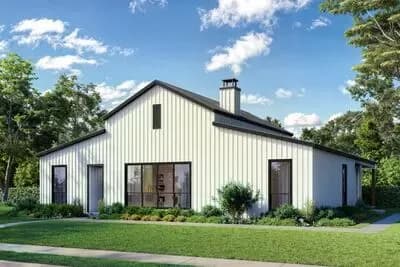 3-Bed Barndominium-Style House Plan with Open Concept Living Under 2000 Sq Ft