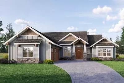 3 or 5 Bed Single-Story Craftsman House Plan with Vaulted Great Room - 2500 Sq Ft